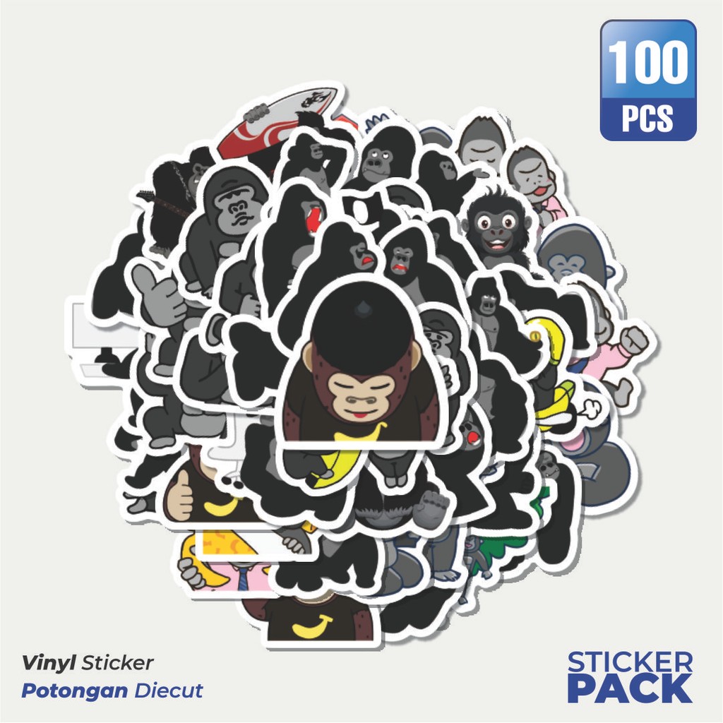 

Stiker Vinyl Stiker Hewan Gorila Waterproof Aesthetic- Untuk Laptop, Motor, dan Helm - Paper Stationery Pack