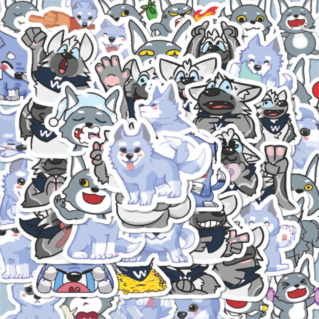

100PCS Lucu Stiker Hewan Serigala Stiker Aesthetic Stiker Anti Air Stikers Berperekat Waterproof sticker decal buat Motor Helm Buku Journal Koper Casing HP Laptop Botol Minum Hadiah anak