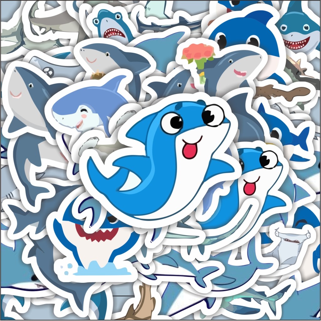 

100PCS Lucu Stiker Kartun Baby Shark [Bayi Lumba Lumba ]Stiker Aesthetic Stiker Anti Air Stikers Berperekat Waterproof sticker decal buat Motor Helm Buku Journal Koper Casing HP Laptop Botol Minum Hadiah anak