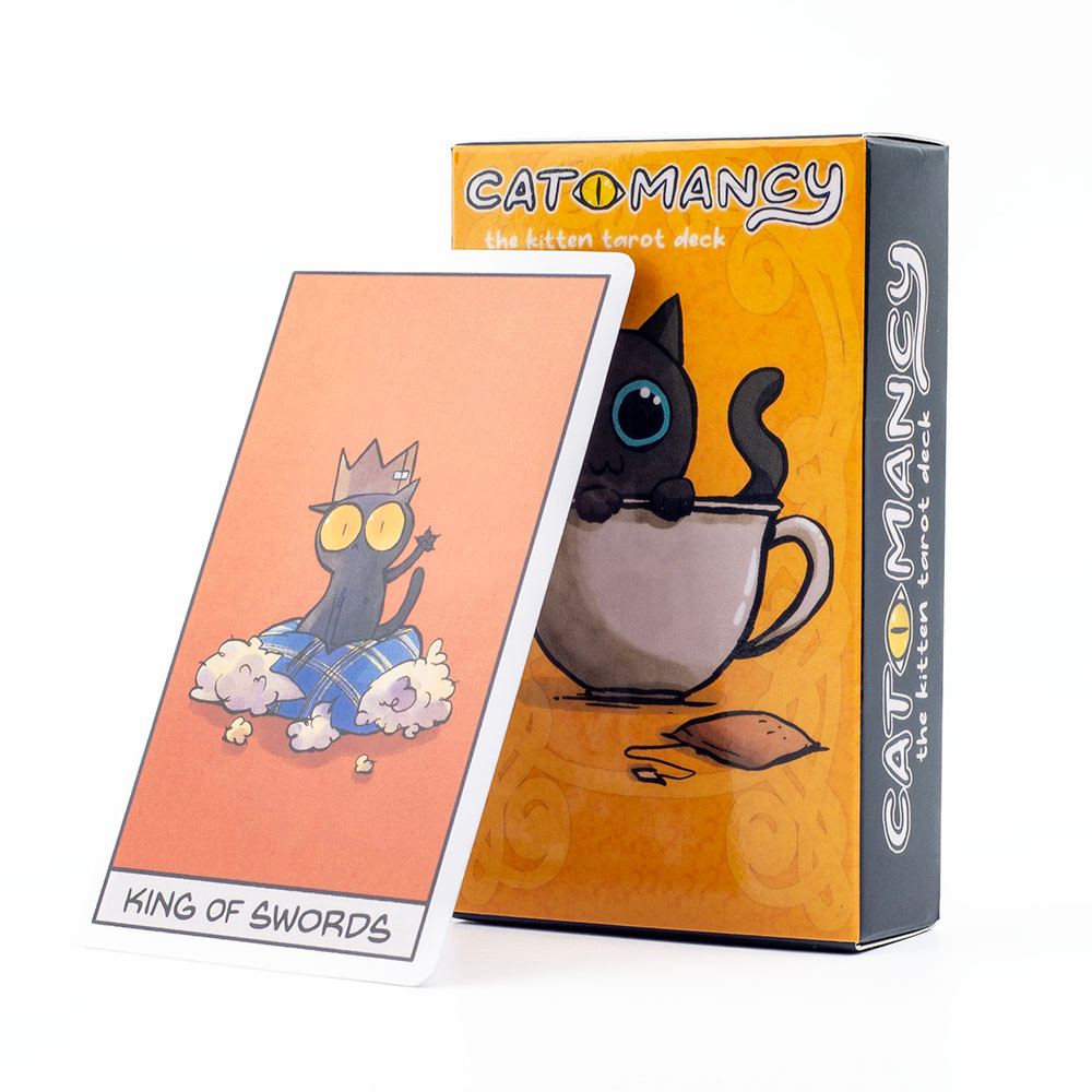 

Cat Mancy Kitten Tarot Deck 78 Cards English Version Divination for Family Party Perfect Board Game for Cat Lovers (10.3*6cm)