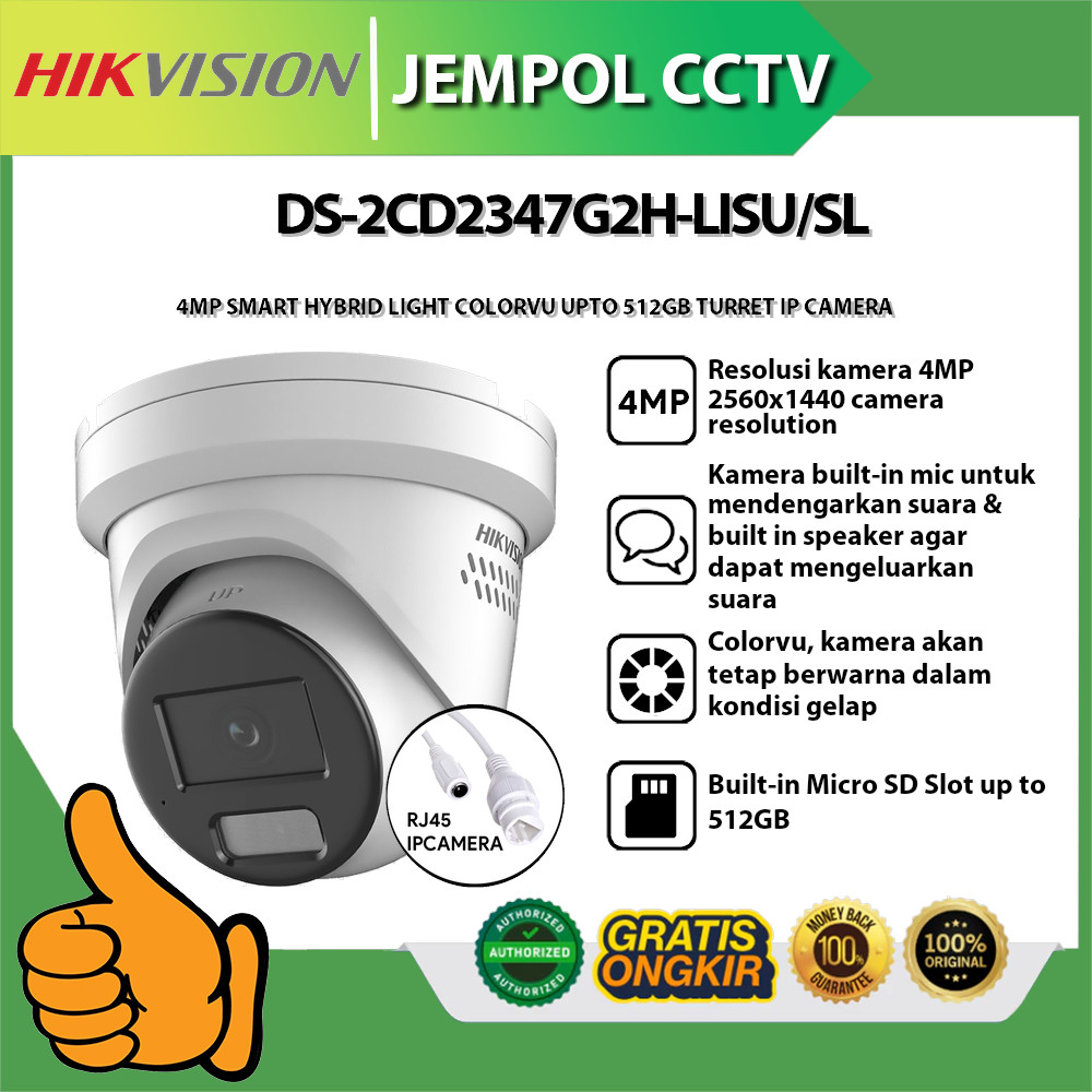 HIKVISION DS-2CD2347G2H-LISU/SL 4MP SMART HYBRID LIGHT COLORVU UPTO 512GB TURRET IP CAMERA