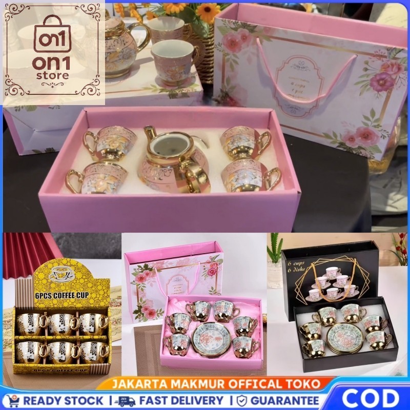 Set Teko Murah / 4 Styles Set Teko Cangkir Dan Piring Keramik European Classic Style / Cangkir Porce