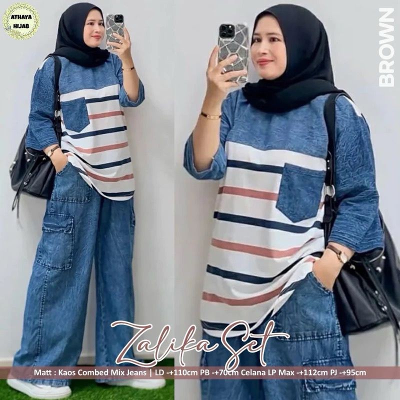 BAROSHOP VITO SET JUMBO | ZALIKA SET JUMBO | Setelan Jumbo Jeans Cargo Mix Combed Premium 20s