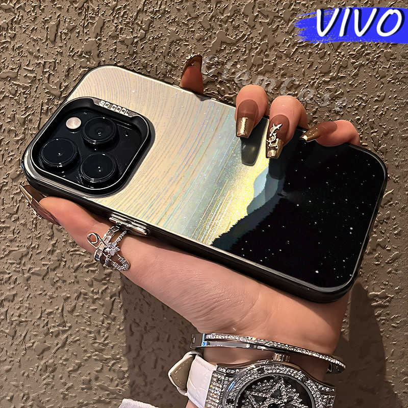 Aesthetic Starry-Sky Glossy Hologram PC Case VIVO Y17s Y12 Y12S Y15s Y21 Y03 Y16 Y22 Y18 Y02 Y17 Y27