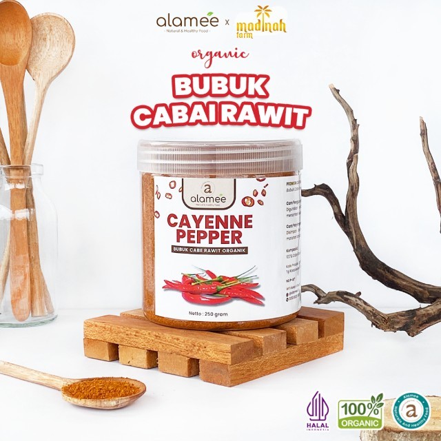

ALAMEE Bubuk Cabe Rawit Cayenne Pepper Seasoning Powder Tanpa Campuran Bumbu Masakan Dapur 250gr madinah