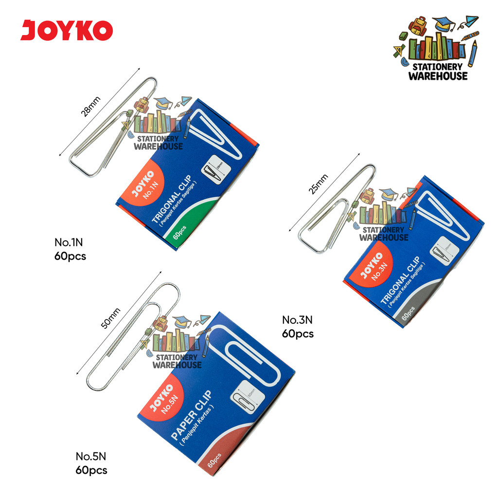 

Trigonal Paper Clip Klip JOYKO Penjepit Kertas Segitiga No.1N No.3N No.5N
