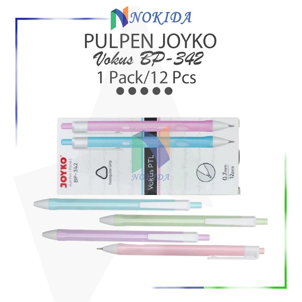 

Nokida Pulpen Joyko Vokus Pastel BP-342 [1 Pack/12 Pcs] / Ballpoint / Pena 0.7 mm / Alat Tulis / ATK / Kantor / Poplen Tinta Hitam 1 Lusin