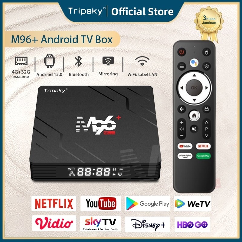 TERLARIS Tripsky Android Tv Box M96+ Android 13.0 Ram4G Rom32G 4K Tv Box Voice Smart Tv Box Stb Andr