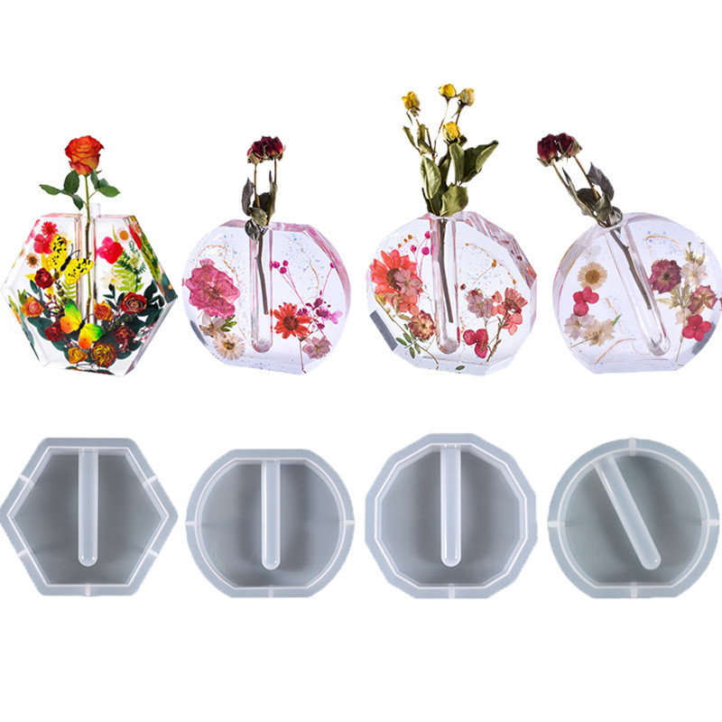

DIY Crystal Epoxy Resin Mold Irregular Test Tube Vase Water Culture Plant Silicone Mold Wholesale Epoxy Resin Molds