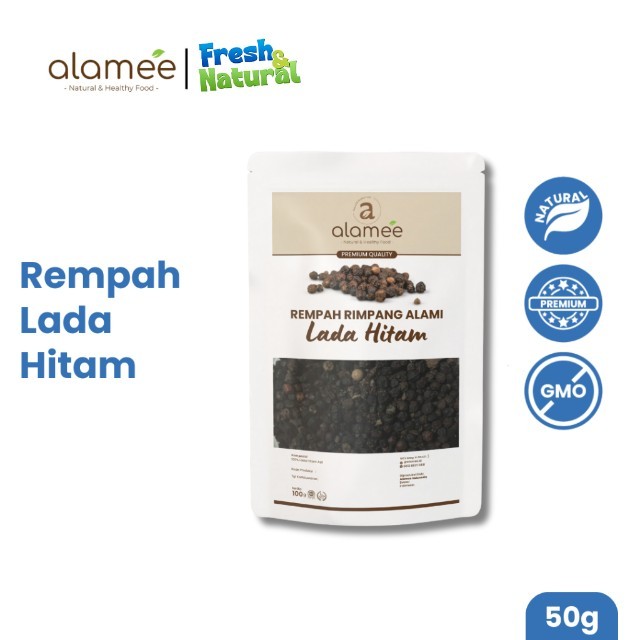 

ALAMEE Lada Hitam Biji Organik Utuh Whole Black Pepper Blackpepper Rempah Rimpang Organik Alami 50g fresh and natural