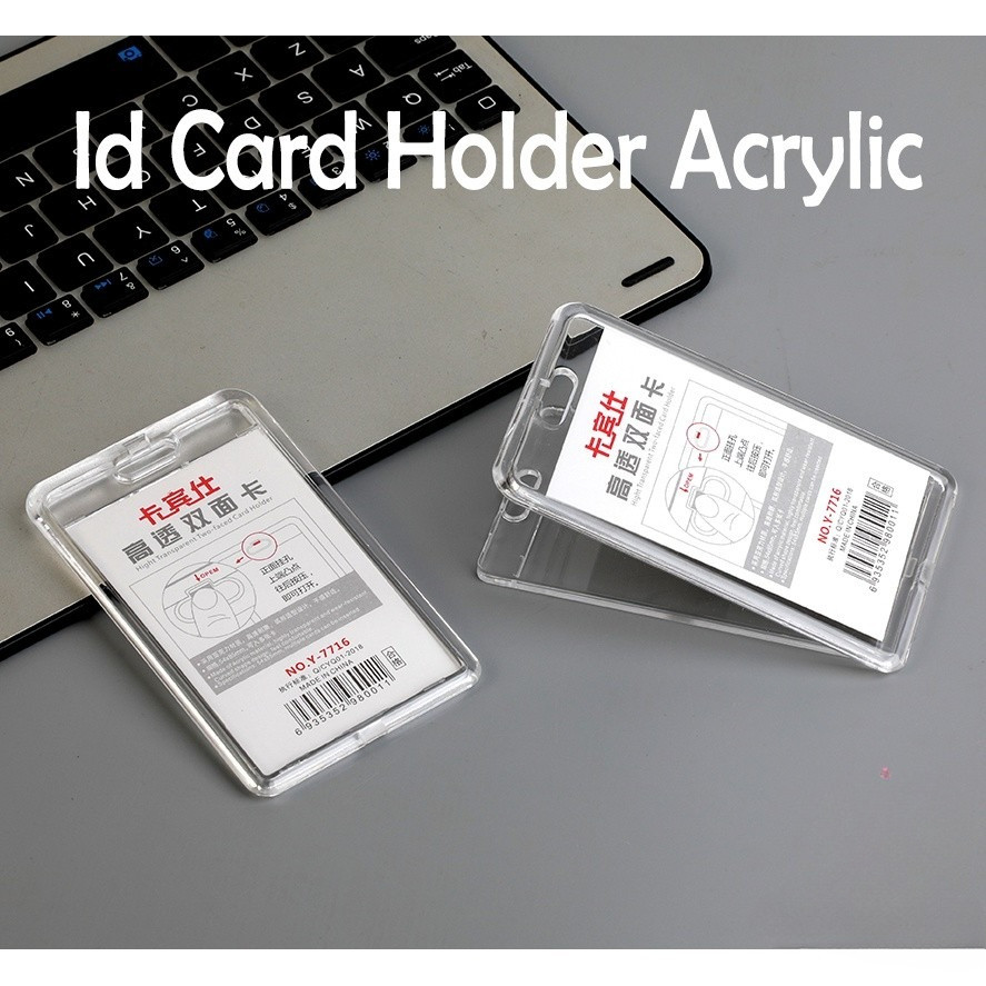 

Acrylic ID Card Holder Card Plate 2 Sisi / ID Card Case Double Side Transparant