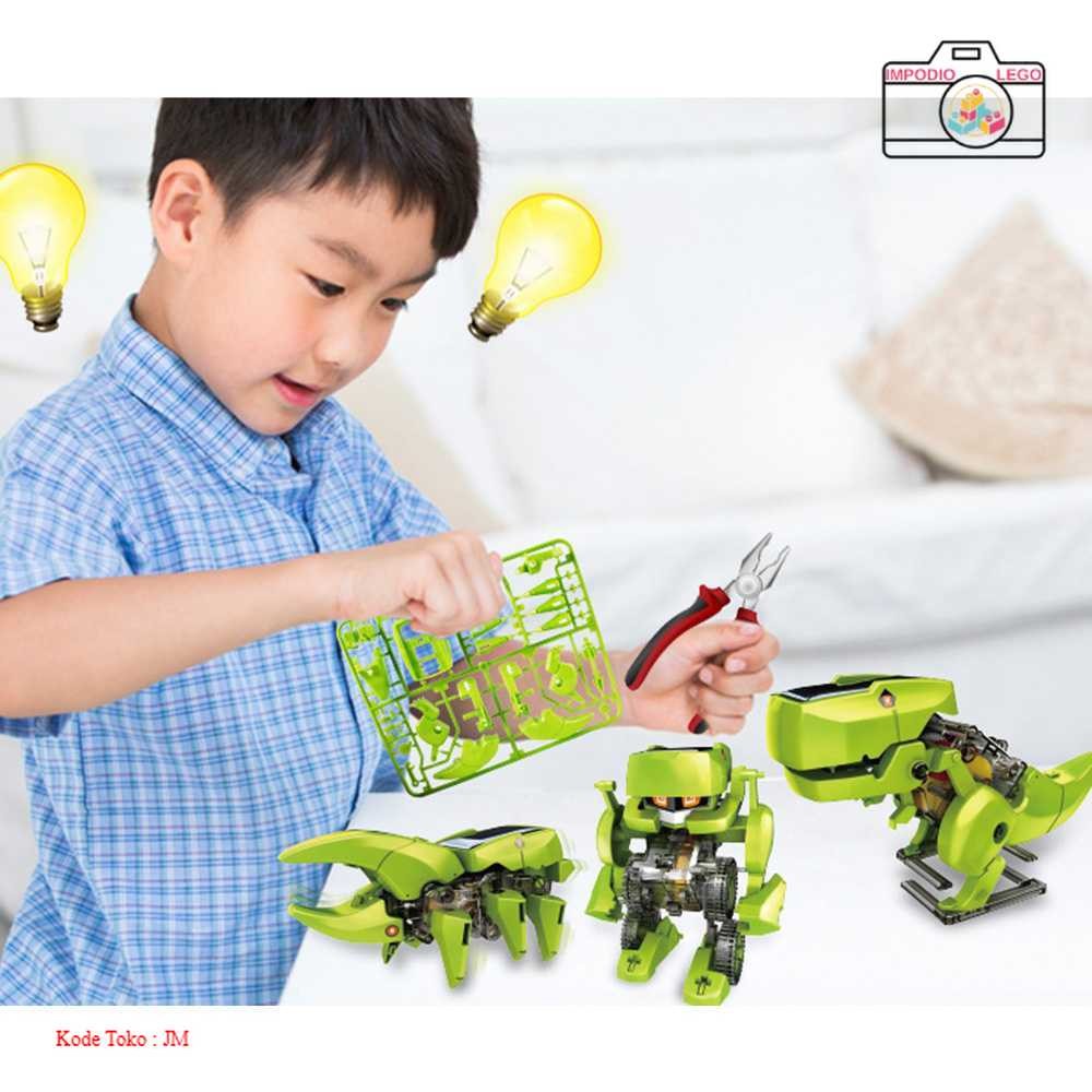 Mainan Robot Dinosaurus 3in1 Mobil DIY Tenaga Surya - T3 | Mainan Anak Edukasi Kreatif [IMPODIO LEGO