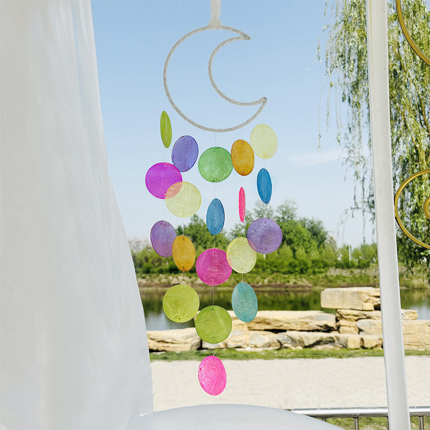 Lonceng Angin Kerang Rainbow Simping Lonceng Angin Wind Chimes Aesthetic Unik Elegant Dekorasi