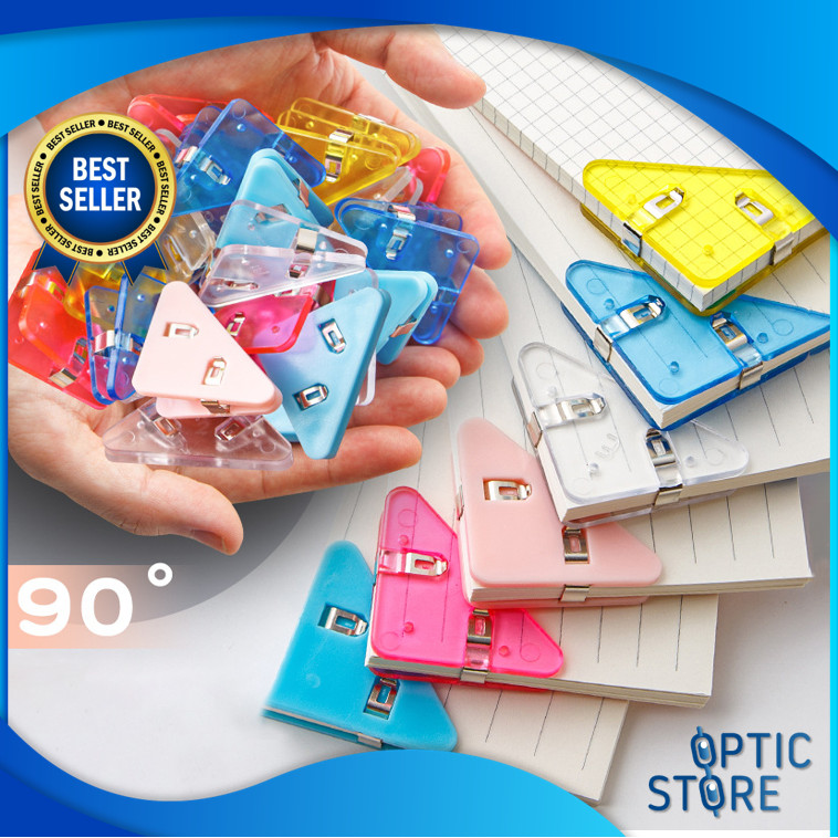 

OPTIC S6063 Penjepit Buku Klip Sudut Kertas WarnaWarni Akrilik Paper Clip Segitiga Penjepit Kertas Binder Plastik