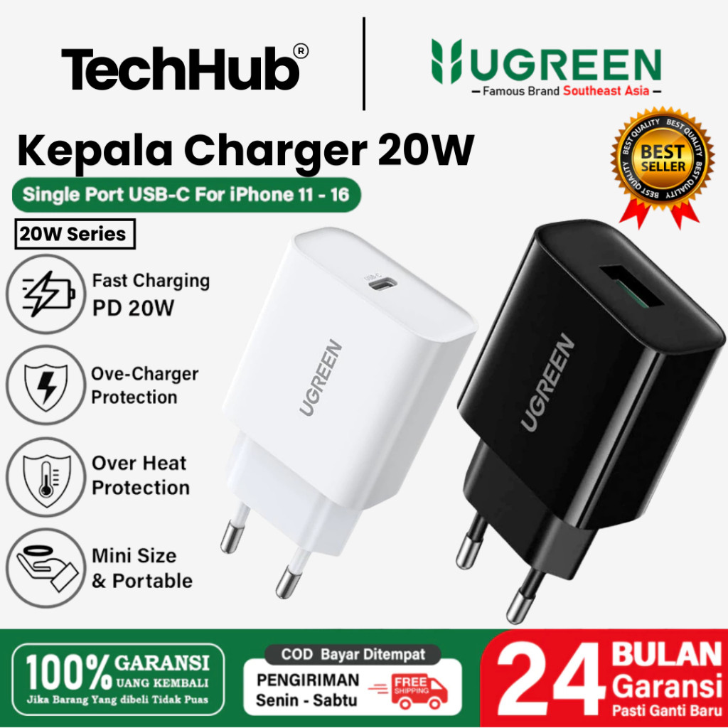 UGREEN Kepala Charger iPhone Mfi Type C Fast Charging 20w 30w