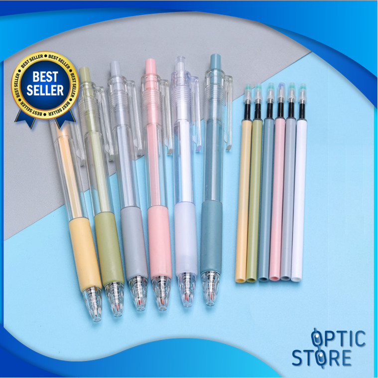 

OPTIC S6054 Pena Gel Hitam Polos Bolpoin Hitam Polos Pena Hitam Gel 0.5 mm Transparan Bolpoin Transparan