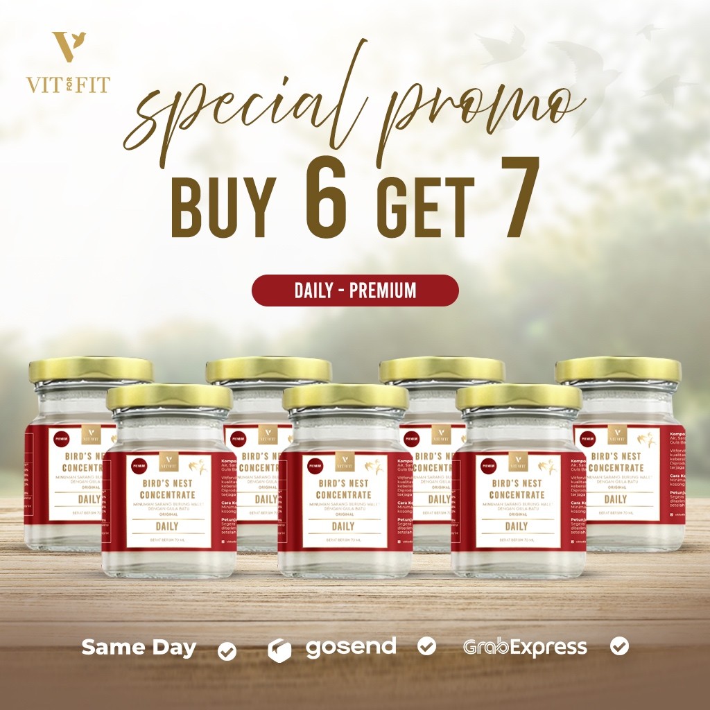 

VITFORFIT - (PROMO BUY 6 get 7) DAILY PREMIUM - Minuman Sarang Burung Walet (Birds Nest / Yanwo)