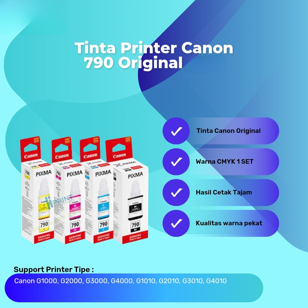 Tinta Original Canon PIXMA GI-790 GI 790 - G1000 G2000 G3000 CMYK Tinta Canon 790 Original