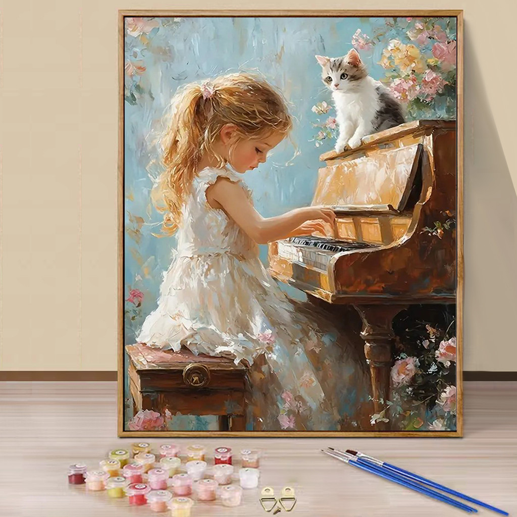 

Paint by Numbers - 40x50cm, Girl Painting Kits for Beginners on Colored Canvas, Easy DIY Art for Home Decor Gift (No Frame)