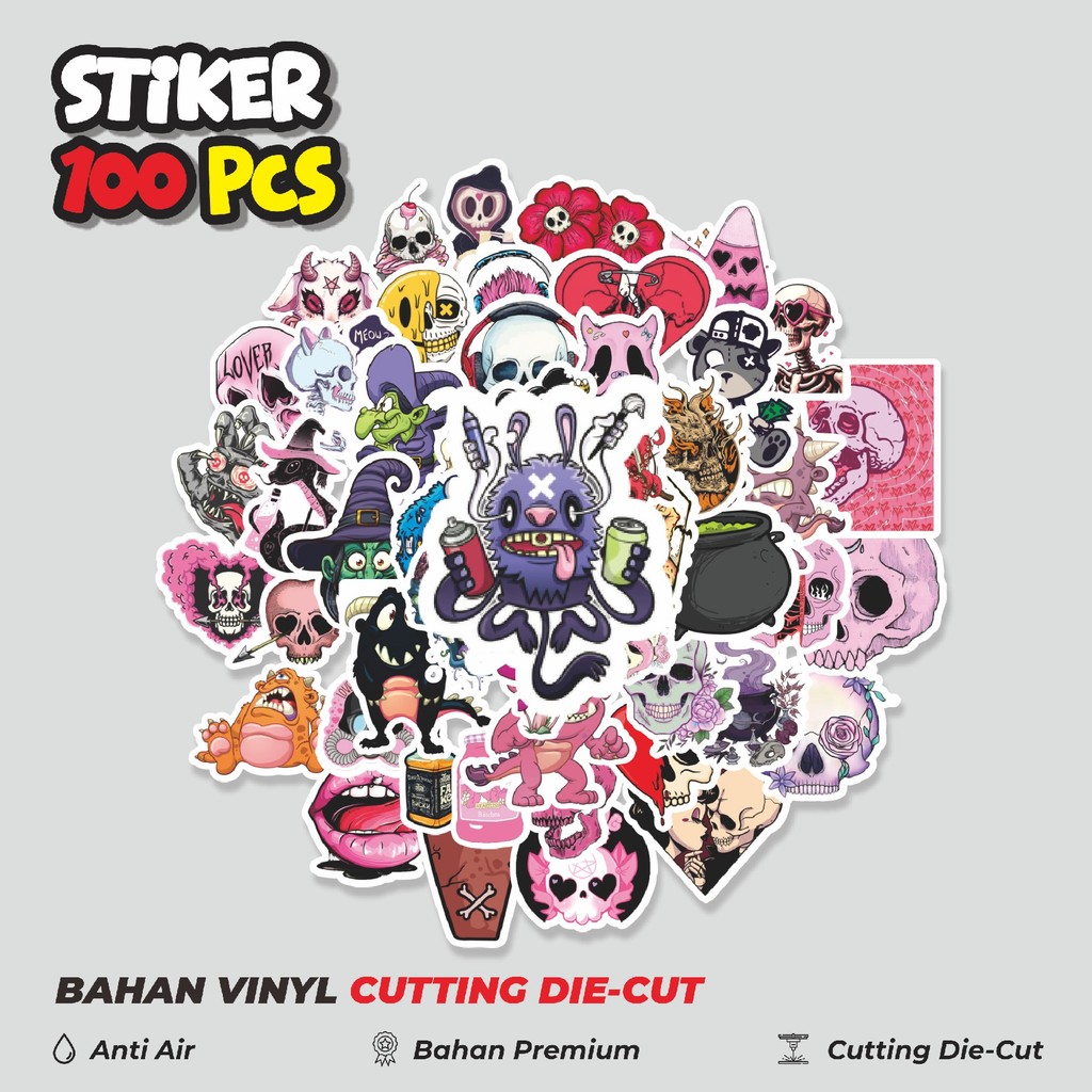 

Terbaru! 50 pcs Stiker Skull [Tengkorak] 2 Dekorasi Lucu Kreatif untuk Notebook, Skateboard, HP