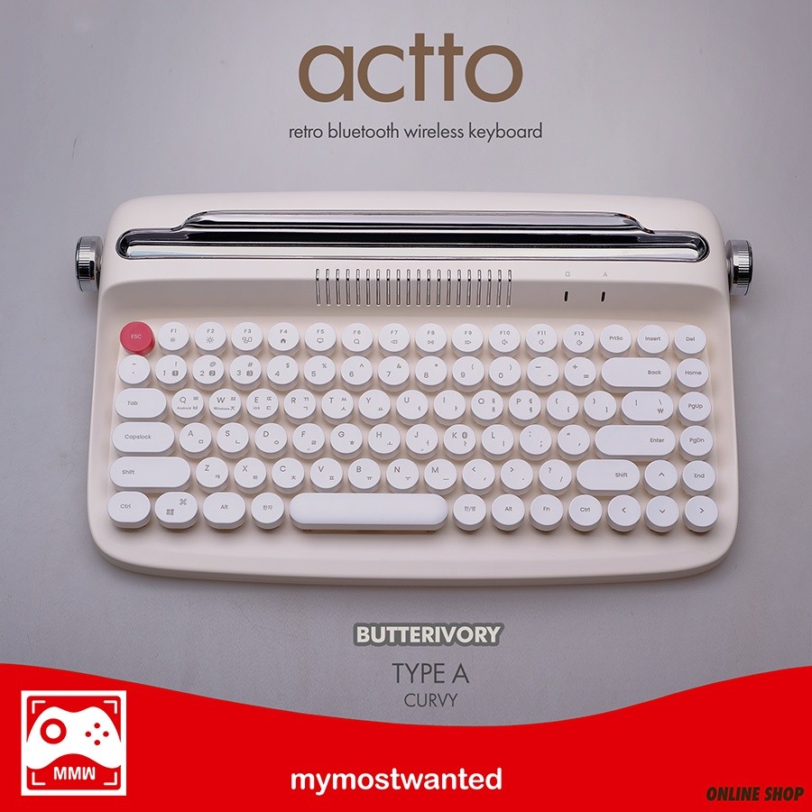 ACTTO Keyboard bluetooth wireless keyboard retro typewriter IVORY