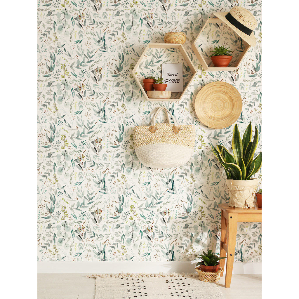 

1 Roll Leaf Pattern Design Self-adhesive Decorative Wallpaper Thickened Moisture-resistant Indoor Wall Decorative Stickers