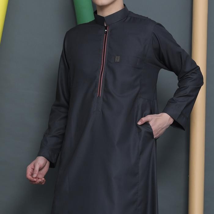 Jubah muslim pria gamis pria dewasa jubah premium - Abu tua, M