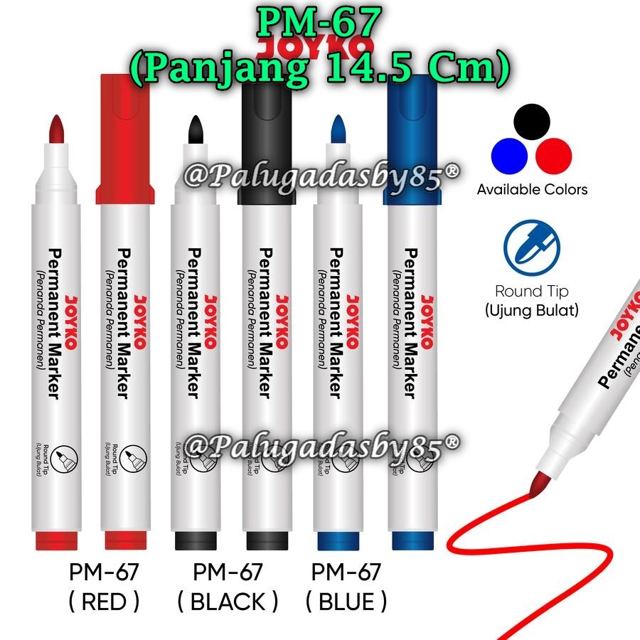 

(1 Biji) GROSIR Spidol Permanent Round Tip JOYKO PM-67 / Permanent Marker Round Tip PM-67 (1 Biji)