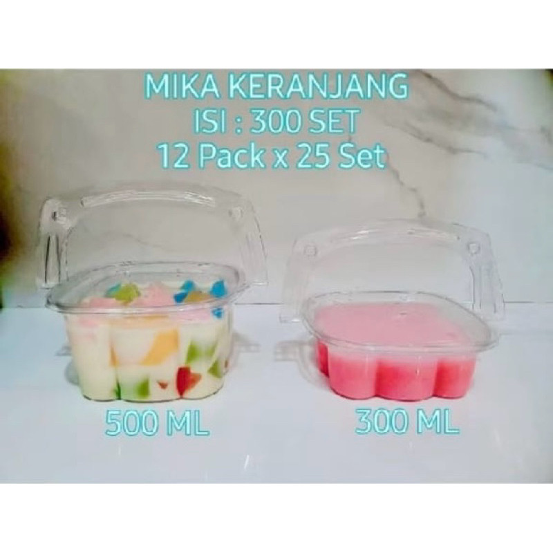 25set Mika Keranjang 300ml & 500ml / Mika Keranjang + Tutup / Mika Agar