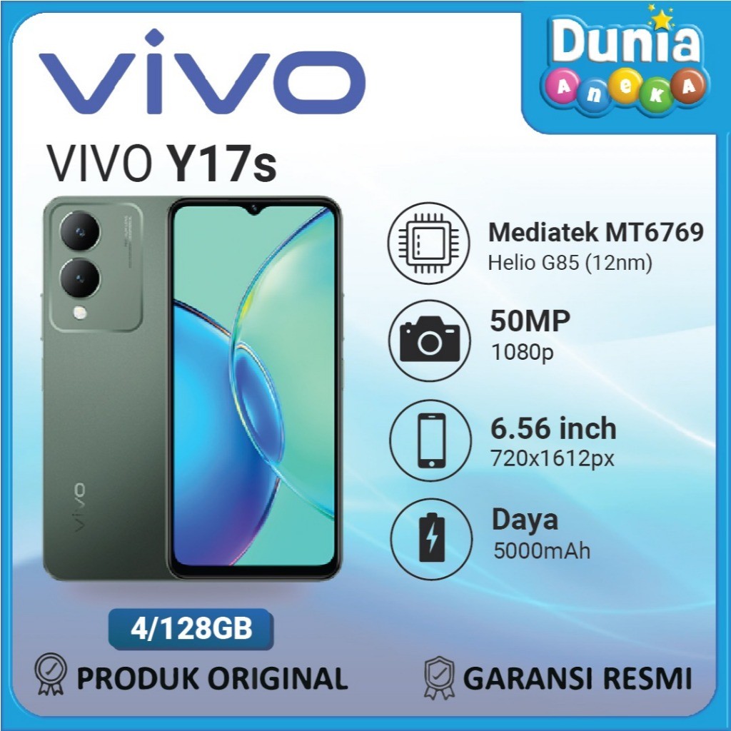 Vivo Y17s RAM 4GB/6GB ROM 128GB - Kamera 50MP, Layar 6.56”, Baterai 5000mAh, Garansi Resmi