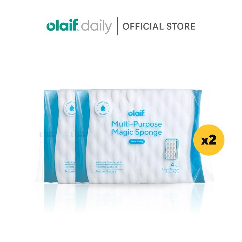 

[Bundle] Olaif Daily Multi-Purpose Magic Sponge - 8 pcs (2 x 4 pcs) pembersih spons