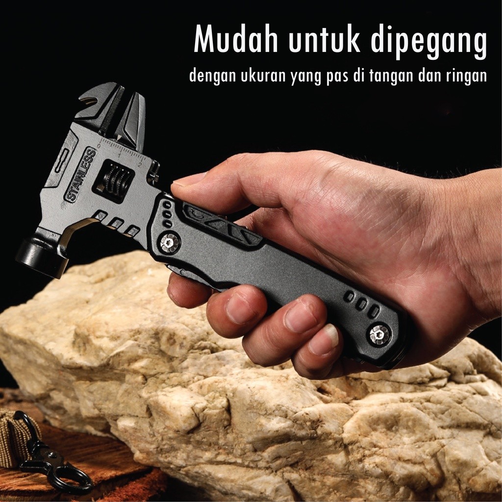 GANDISOP Palu Multifungsi Tang Obeng Pisau Lipat Multifungsi Multi tool Hammer Knife Portable Palu B