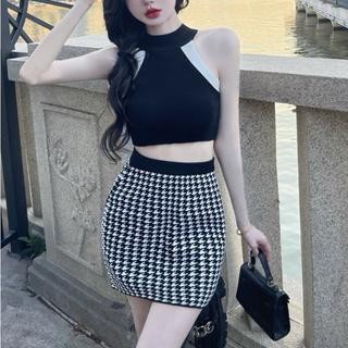 Rok mini Rajut- Rok Skirt Korean 194 - Rok pesta - Rok Pendek Wanita Import - Hitam