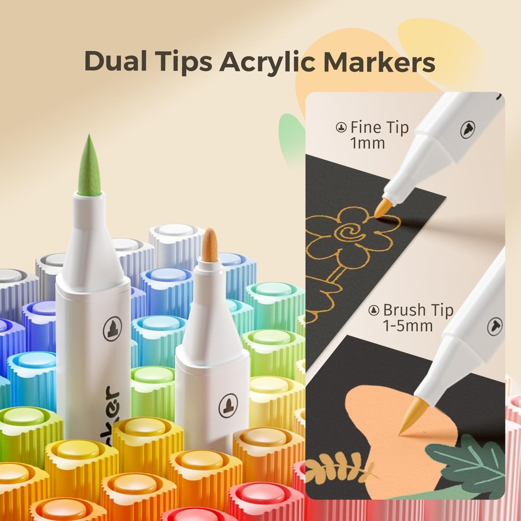 

Ay00! ENMY Spidol Akrilik Dual Tip Marker dengan Dual Tip Lunak dan Keras Bisa Tumpuk Warna Aman dan