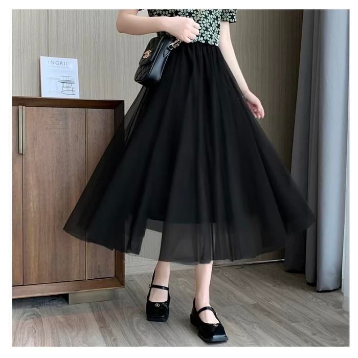 ROK TUTU PANJANG 7/9 PREMIUM IMPORT / ROK TUTU PECAH MIDI IMPORT - Hitam