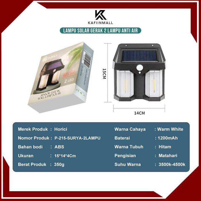 MUMPUNG PROMO Lampu Dinding Tenaga Surya Sensor Gerak Tahan Air Lampu Solar Matahari Hias Taman Outd