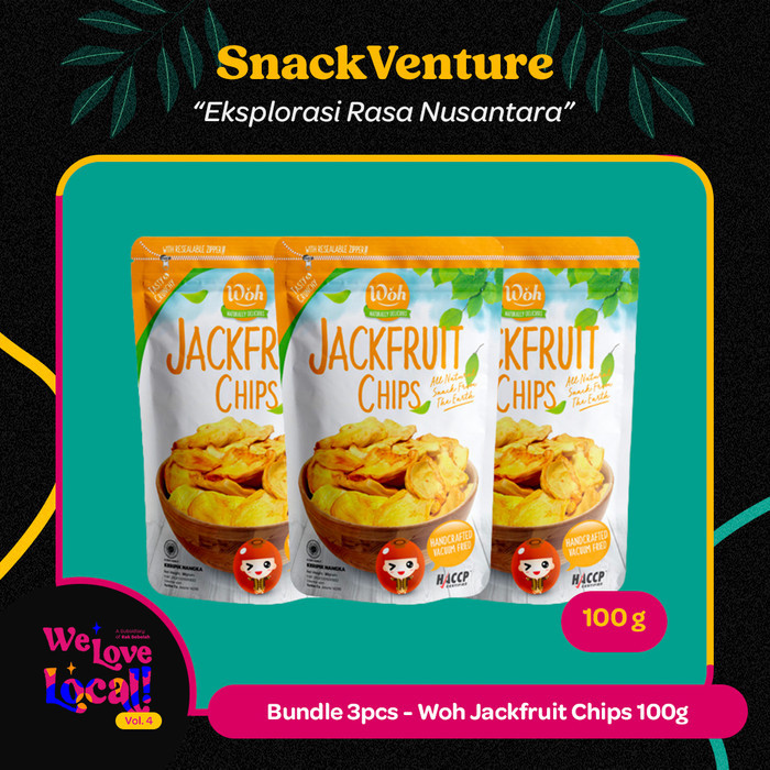 

Bundle 3pcs - Woh Jackfruit Chips 100gr | Keripik Buah Nangka Kering