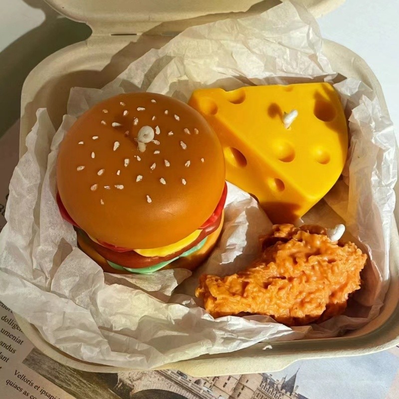 

Simulation Hamburg Scented Candle Silicone Mold Fried Chicken Leg Modeling Candle Diy Plaster Mold Mochi Squishy Toy Mould