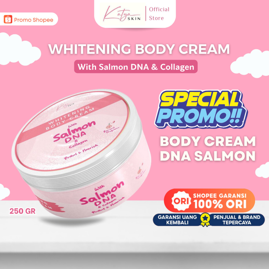 WHITENING BODY CREAM WITH DNA SALMON COLLAGEN KATYA SKIN Krim Pemutih Badan BPOM 250 Gram