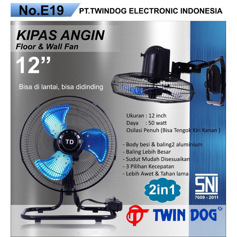 kipas TD besi 12in TORNADO 12 Inch TD Floor & Wall Fan Kipas Lantai & Kipas Dinding 2in1 TD 12 Inch