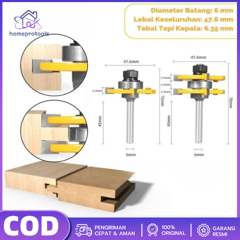 1/4 mata router profil sambungan kayu panel pintu slot set Tongue & Groove As 6mm Mata profil kayu 8