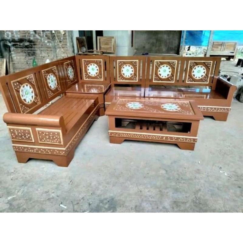PROMO  Furniture kursi sofa tamu model sudut gelung tahu / kursi tamu minimalis / kursi tamu kayu ja