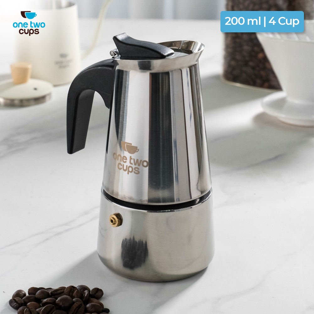 

ORI One Two Cups Moka Pot Espresso Coffee Maker Stovetop 4 Cup 200ml - Z20
