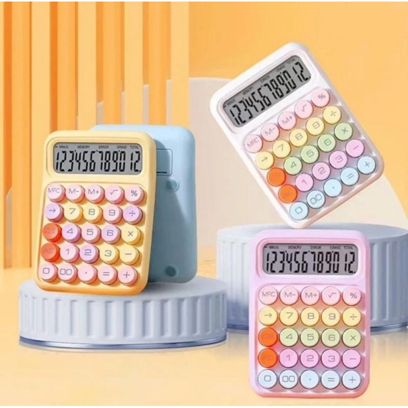 

Jaje.store Korea Dopamin Kalkulator Lucu Warna 12Digit Display Besar Keyboard Dot Mekanik Tombol Besar Alat Tulis Sekolah & Kantor Kalkulator Mini Kalkulator Estetik