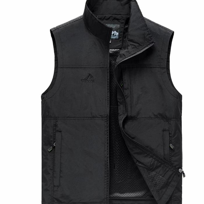 jaket rompi pria elegan terbaru /rompi wartawan - navy blue, M