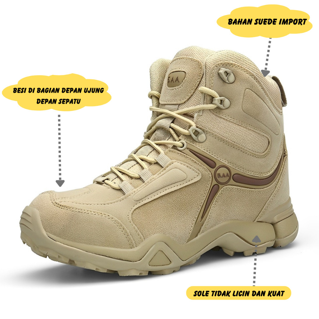 [PREMIUM ORIGINAL] Sepatu Boots Pria Tactical Military 5AA - Sepatu Pria Safety Boot Ujung Besi Outd