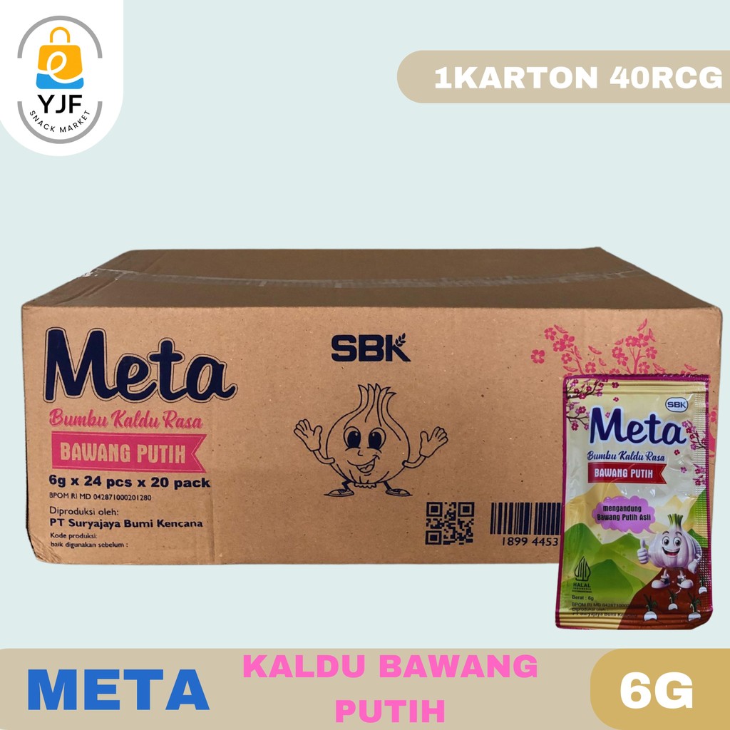 

Meta Bumbu Kaldu Rasa Bawang Putih 6G - 1KARTON/40RCG / Kaldu Bawang Putih / Seasoning / Bawang Putih Bubuk / Powder