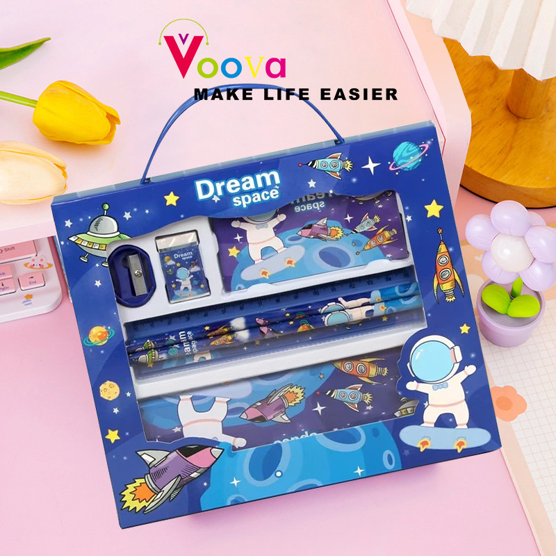

VOOVA Set Kotak Pensil/ Set box Hadiah Anak/ Set Stationery Alat Tulis Kotak Pensil Karakter Lucu/ Set hadiah sekolah anak