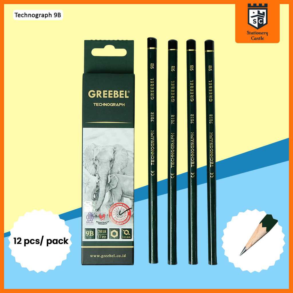 

GREEBEL Pensil Kayu 9B 7018 (12PCS/SET) / Alat Tulis Ujian Sekolah / Pensil Gambar