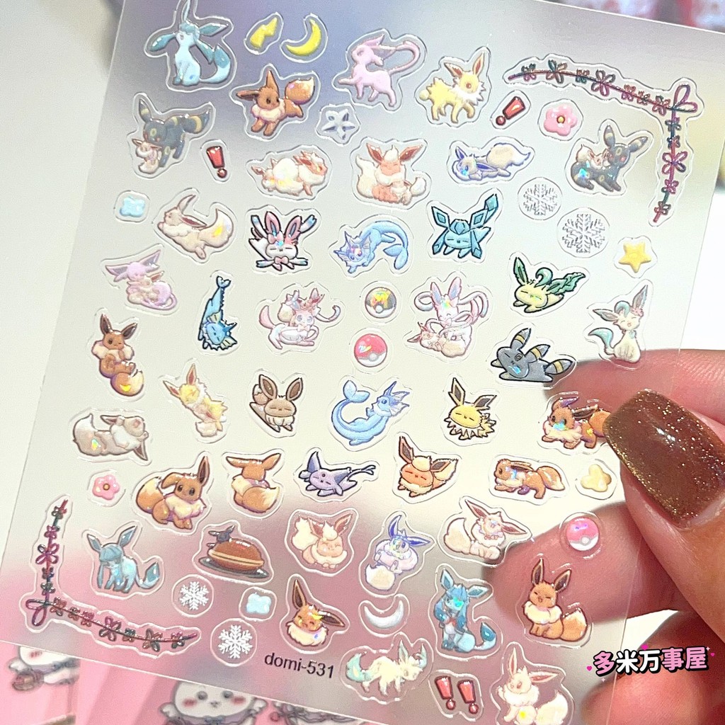 

Cartoon Cute Pokémon Kawaii Eevee Cartoon Art Nail Stickers DIY Manicure CCD Camera Decoration Relief Sticker Sticker Girl Gift